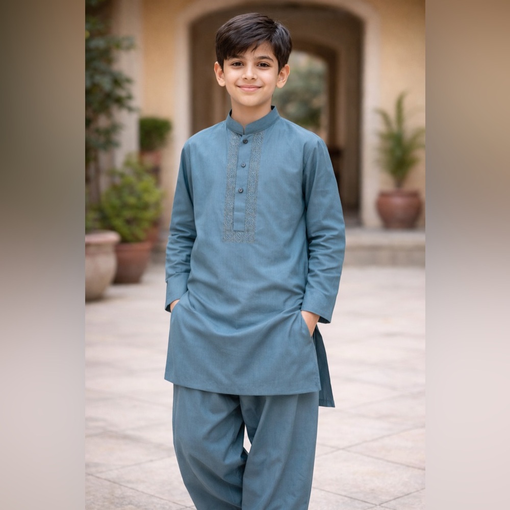Blue Traditional Kurta Set Junaid Jamshed size 12 years